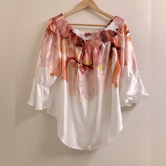 Bisou Bisou Tops - Bisou Bisou Off The Shoulder Floral Blouse Size XL